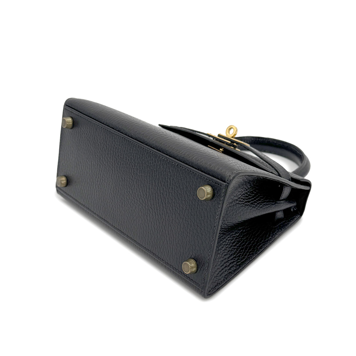 HERMES MINI KELLY 20 SELLER BLACK ARDENNES HAND SHOULDER BAG 〇U 90216546