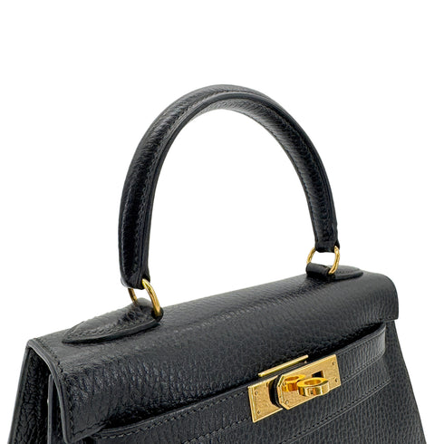 HERMES MINI KELLY 20 SELLER BLACK ARDENNES HAND SHOULDER BAG 〇U 90216546 - PURPOSE