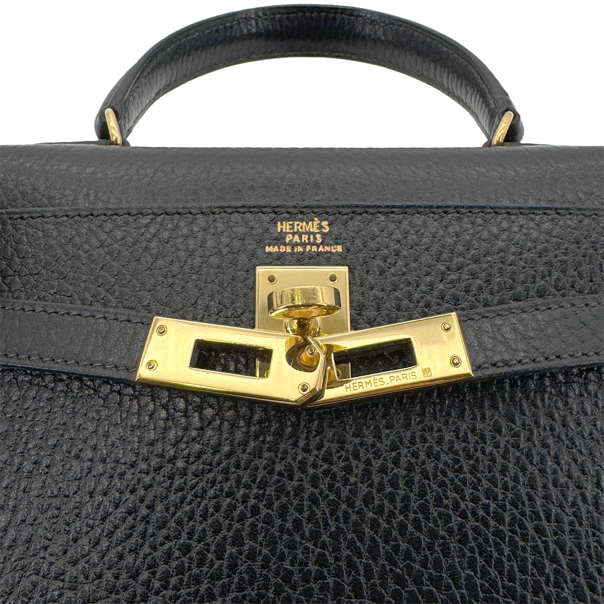 HERMES MINI KELLY 20 SELLER BLACK ARDENNES HAND SHOULDER BAG 〇U 90216546