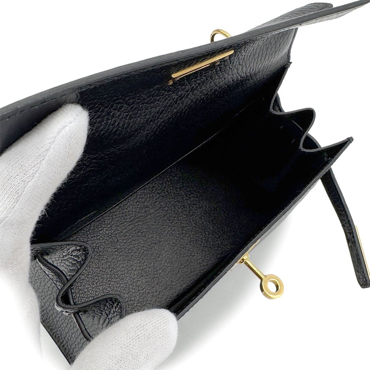 HERMES MINI KELLY 20 SELLER BLACK ARDENNES HAND SHOULDER BAG 〇U 90216546