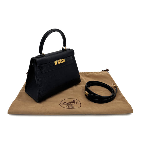 HERMES MINI KELLY 20 SELLER BLACK ARDENNES HAND SHOULDER BAG 〇U 90216546 - PURPOSE