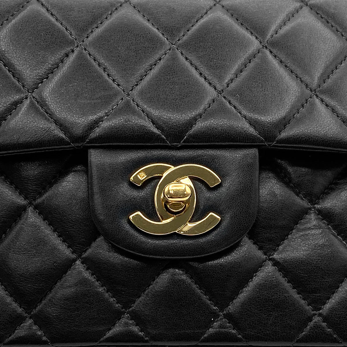CHANEL VINTAGE CLASSIC FLAP SMALL CHAIN SHOULDER BAG BLACK LAMB SKIN 90216577