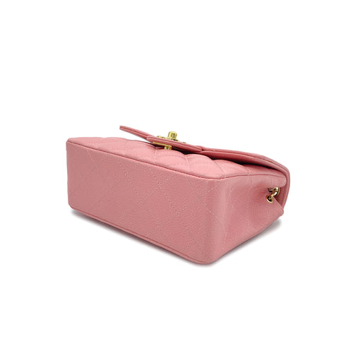 CHANEL VINTAGE MINI SQUARE 17 CHAIN SHOULDER BAG PINK CAVIAR SKIN 90217452
