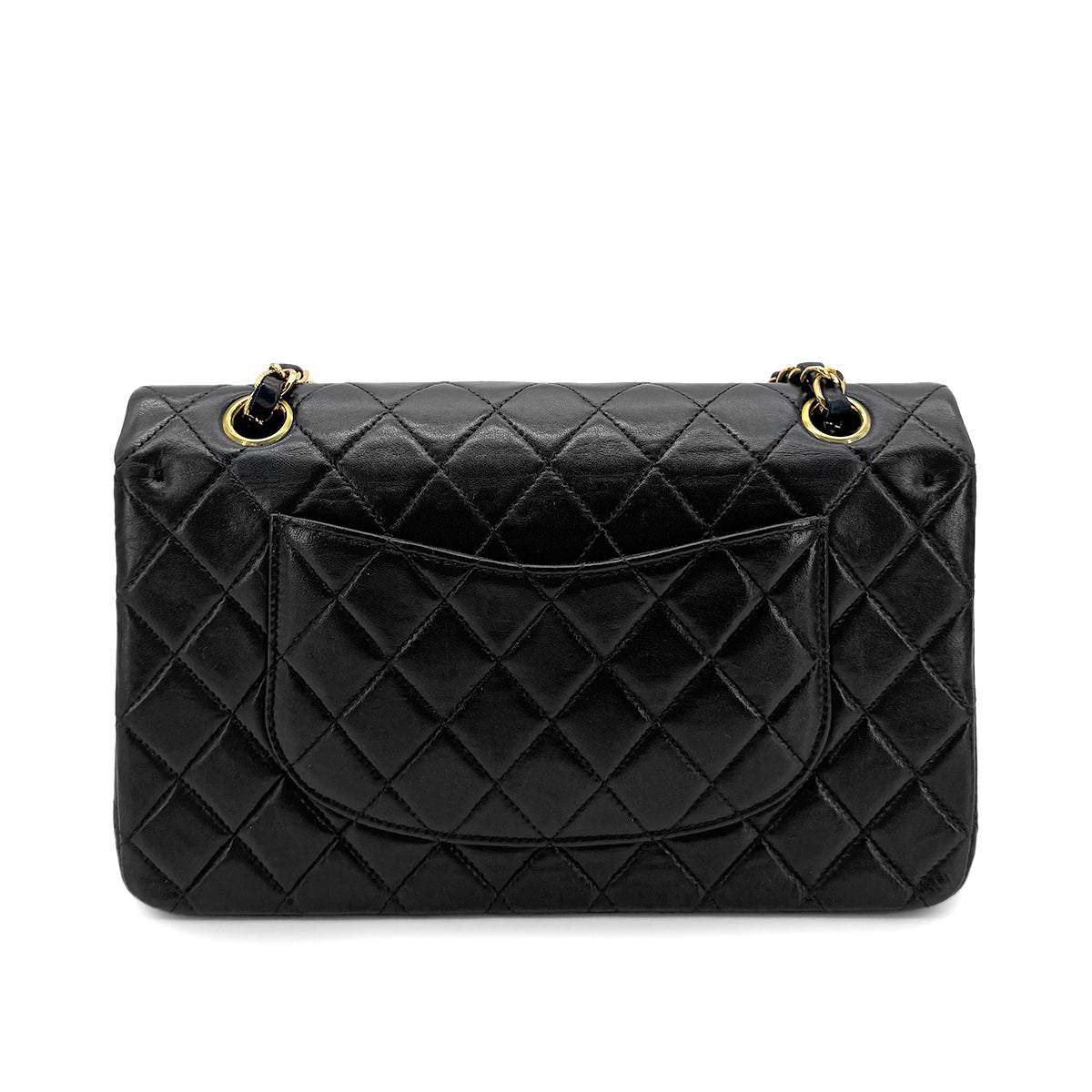 CHANEL VINTAGE CLASSIC FLAP MEDIUM CHAIN SHOULDER BAG BLACK LAMB SKIN 90219630