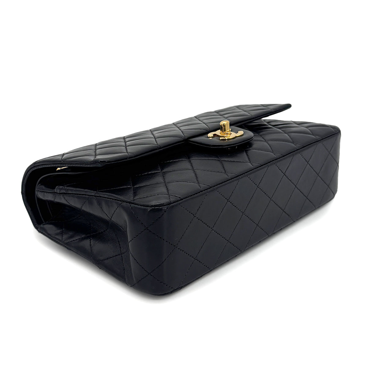CHANEL VINTAGE CLASSIC FLAP MEDIUM CHAIN SHOULDER BAG BLACK LAMB SKIN 90219630