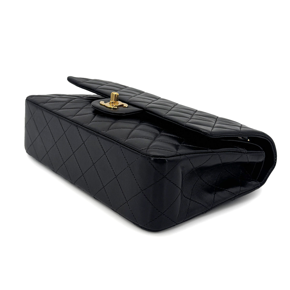 CHANEL VINTAGE CLASSIC FLAP MEDIUM CHAIN SHOULDER BAG BLACK LAMB SKIN 90219630