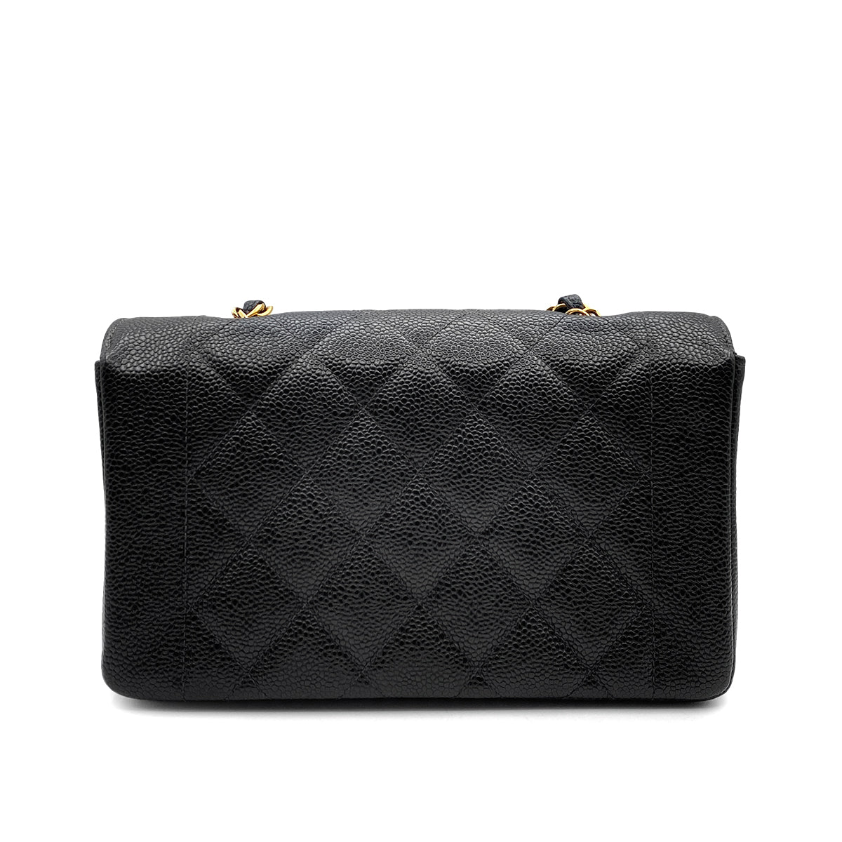 CHANEL VINTAGE DIANA SMALL CHAIN SHOULDER BAG BLACK CAVIAR SKIN 90219632