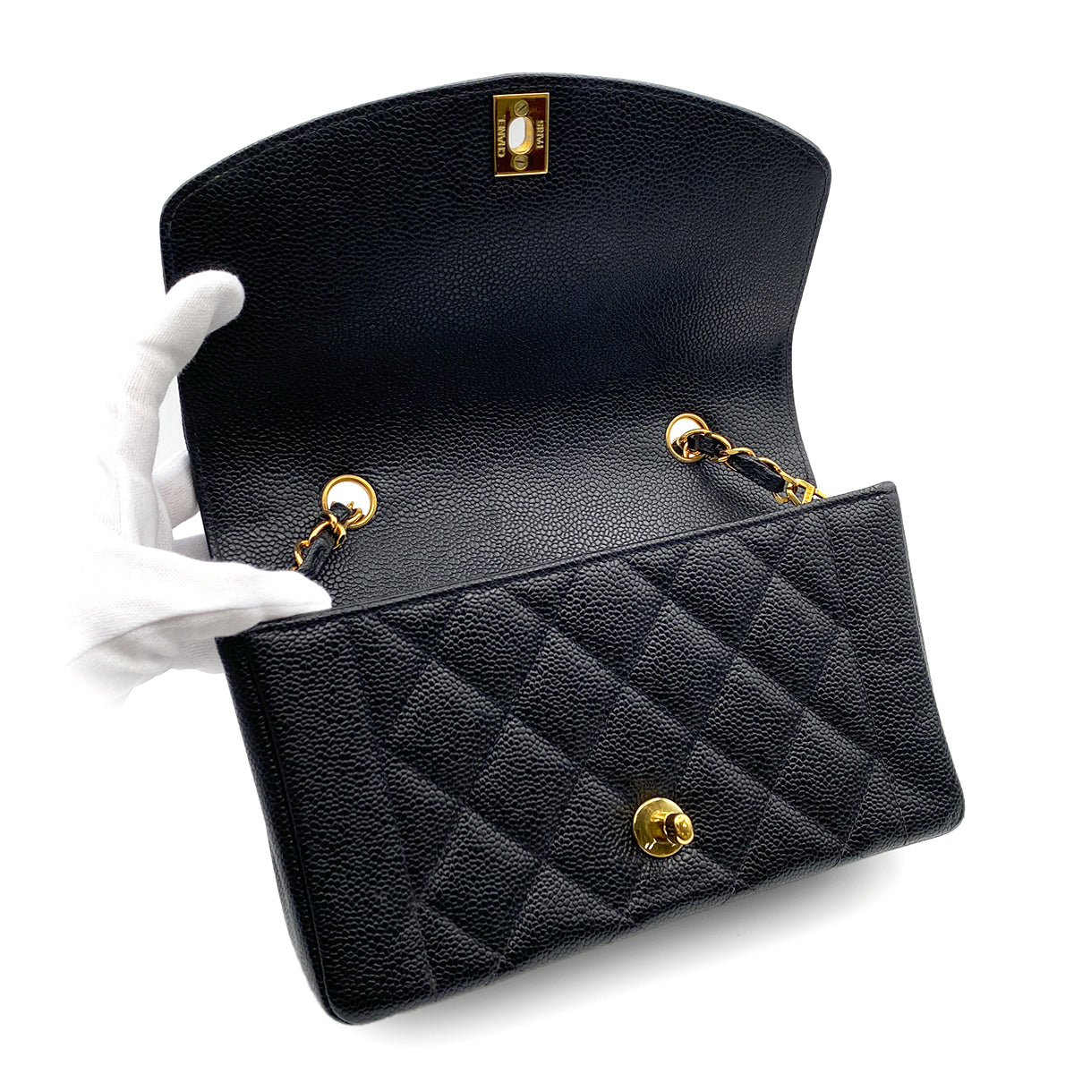 CHANEL VINTAGE DIANA SMALL CHAIN SHOULDER BAG BLACK CAVIAR SKIN 90219632