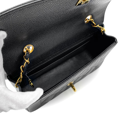 CHANEL VINTAGE DIANA SMALL CHAIN SHOULDER BAG BLACK CAVIAR SKIN 90219632 - PURPOSE