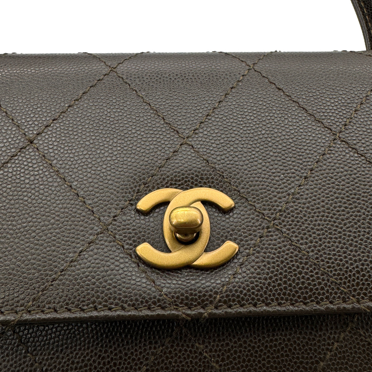 CHANEL VINTAGE HAND BAG KHAKI CAVIAR SKIN 90220259