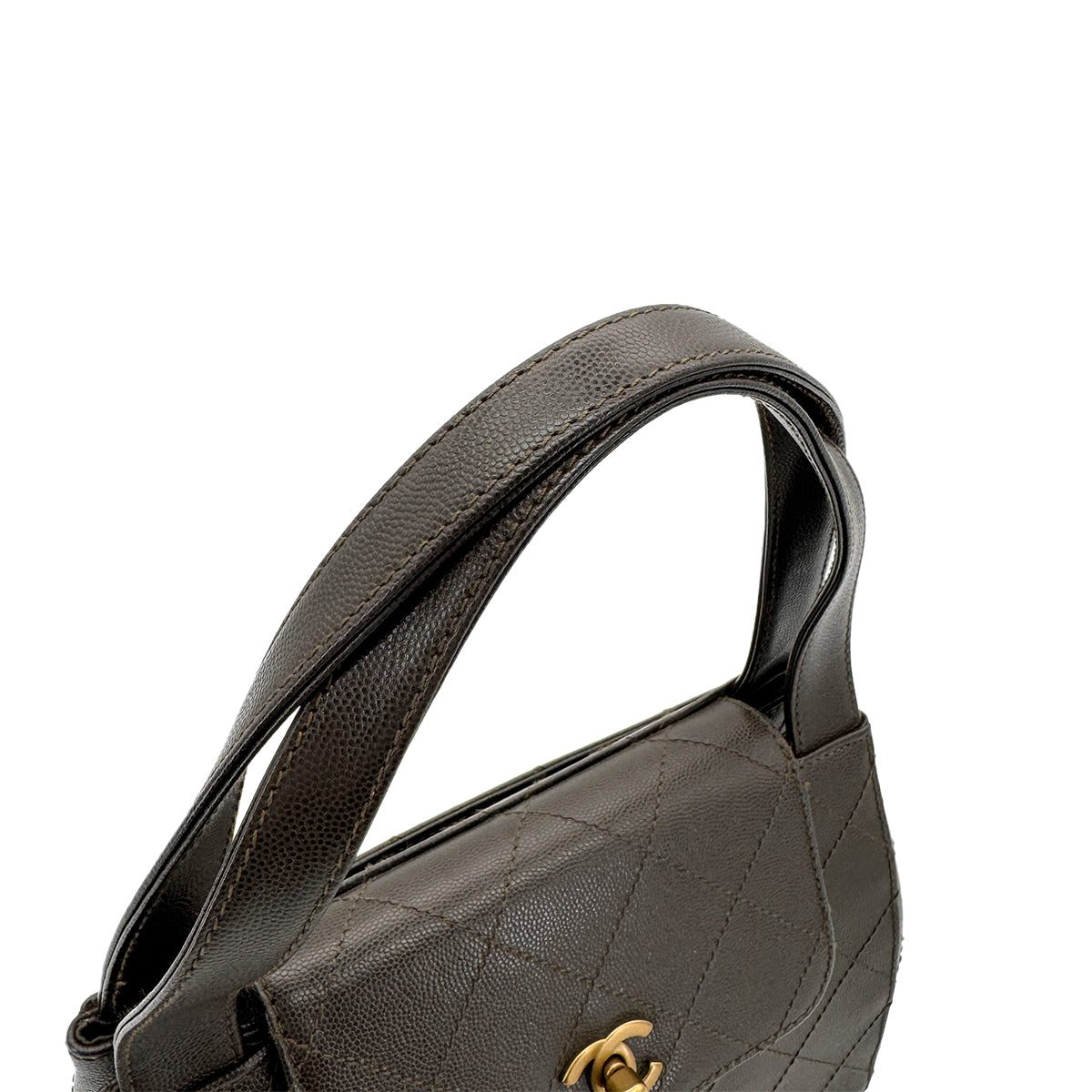 CHANEL VINTAGE HAND BAG KHAKI CAVIAR SKIN 90220259