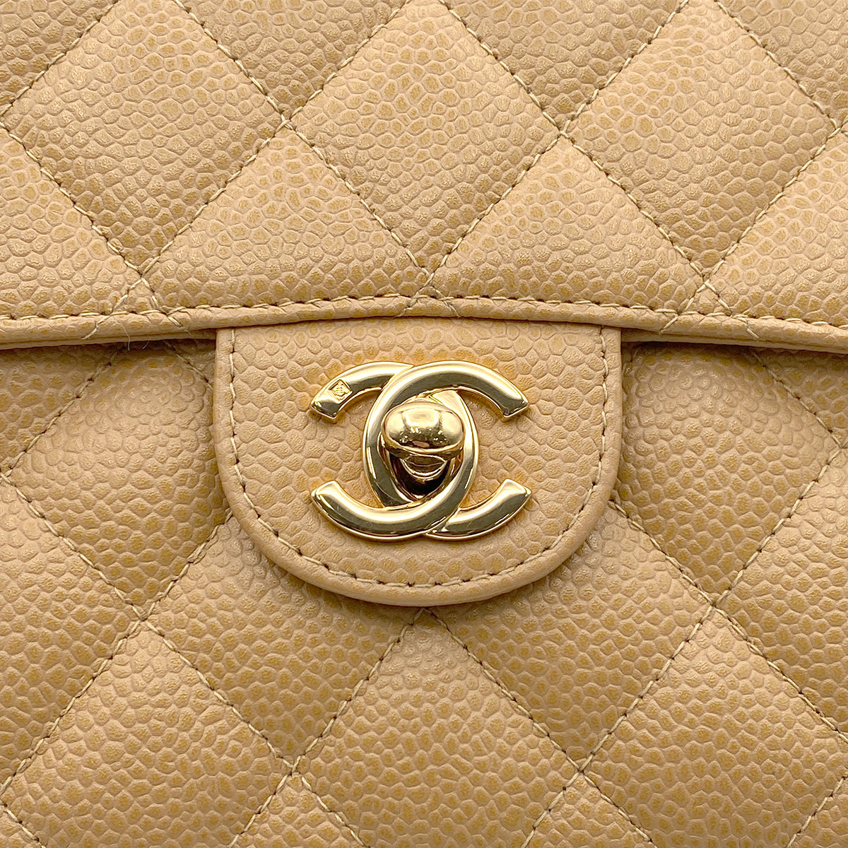 CHANEL VINTAGE MINI SQUARE 17 CHAIN SHOULDER BAG BEIGE CAVIAR SKIN 90220262