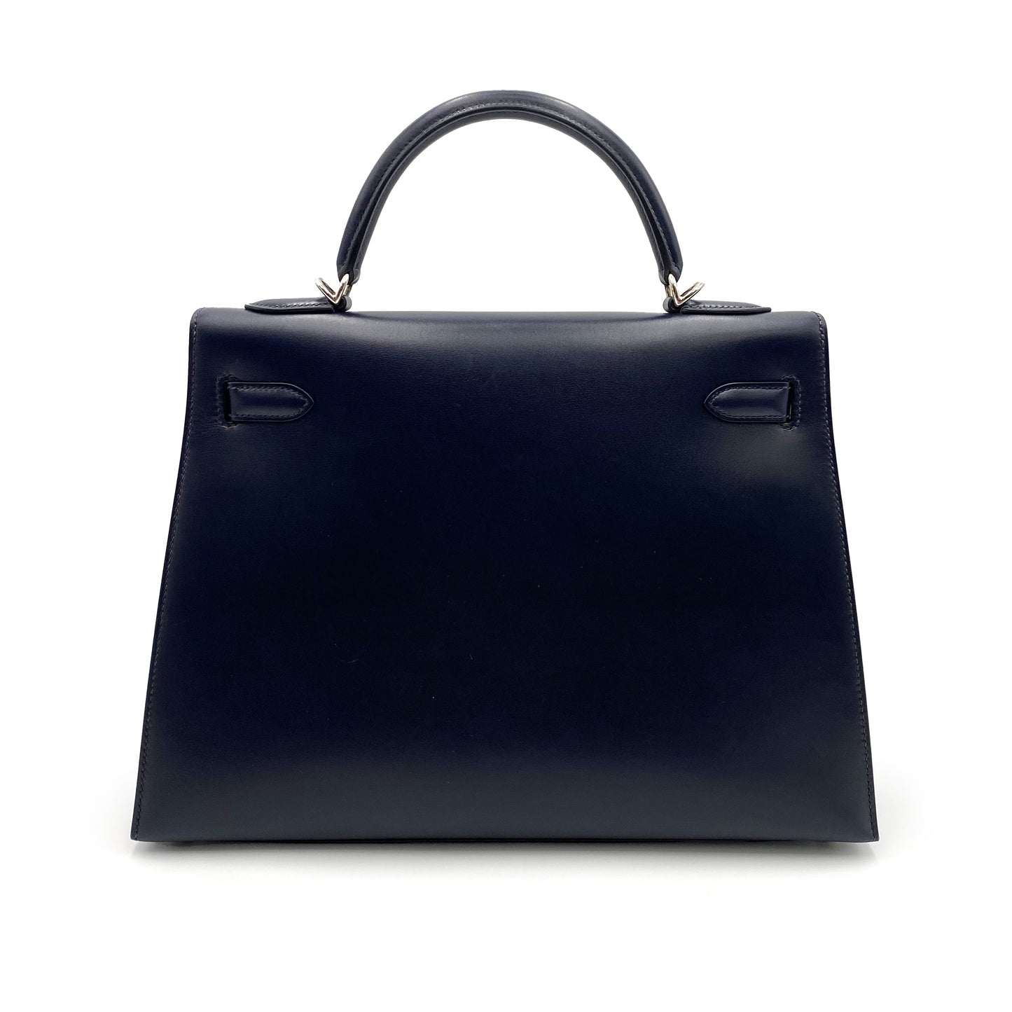 HERMES KELLY 32 SELLIER GUILLOCHE NAVY BOXCALF HAND SHOULDER BAG □G SHW 90221030