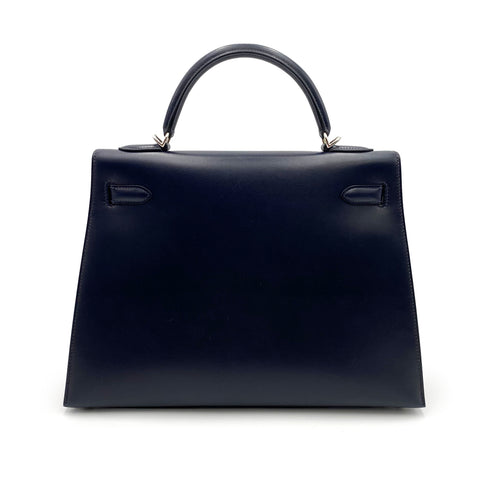 HERMES KELLY 32 SELLIER GUILLOCHE NAVY BOXCALF HAND SHOULDER BAG □G SHW 90221030 - PURPOSE