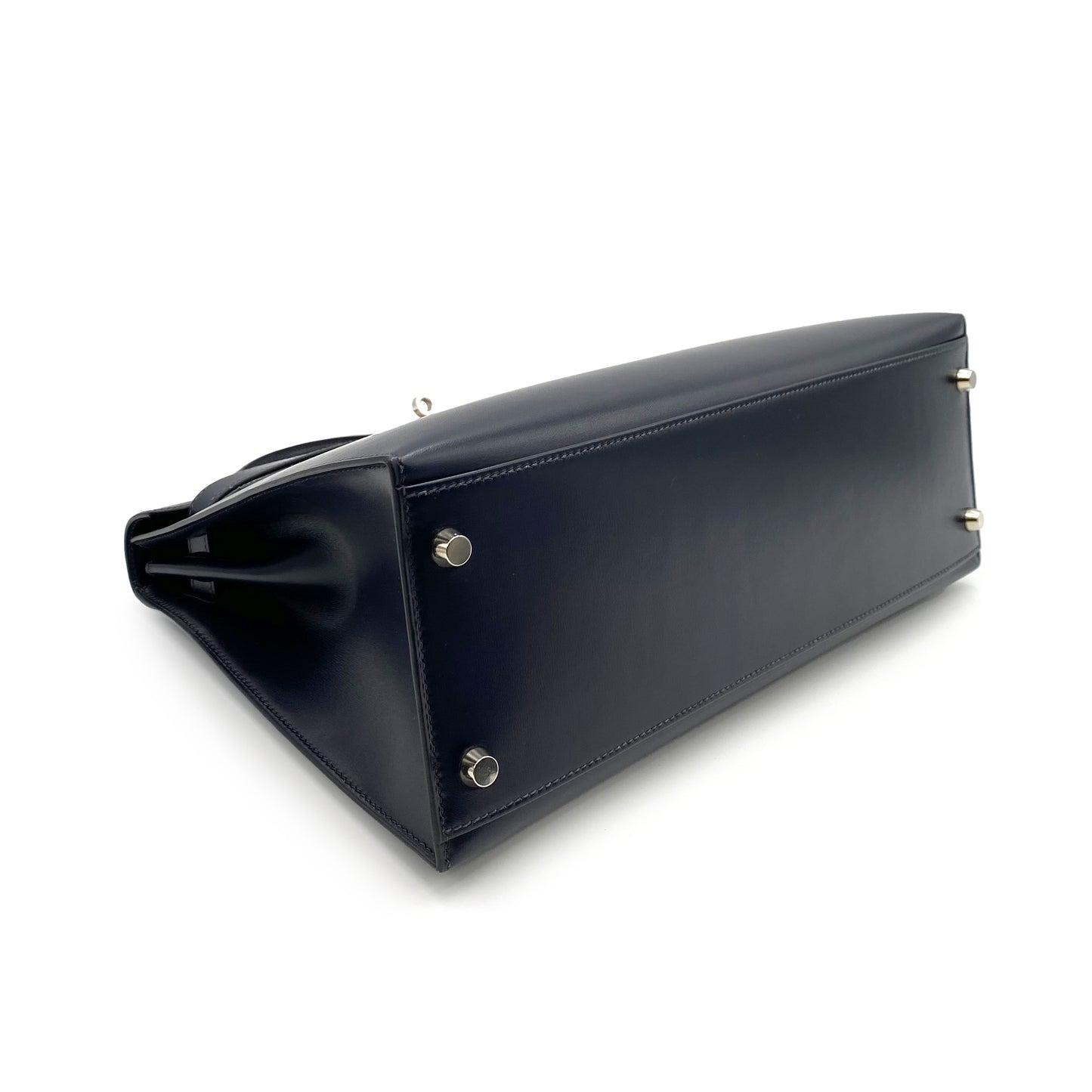 HERMES KELLY 32 SELLIER GUILLOCHE NAVY BOXCALF HAND SHOULDER BAG □G SHW 90221030
