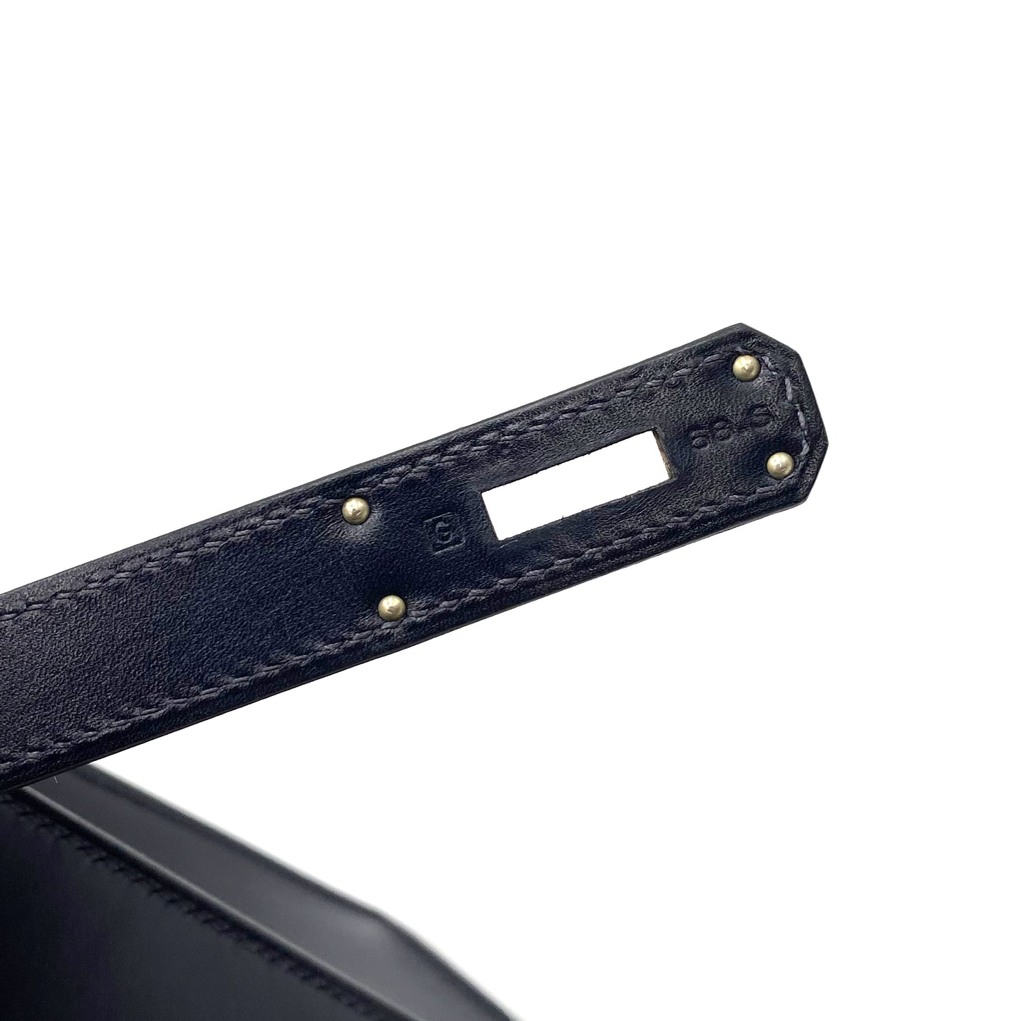 HERMES KELLY 32 SELLIER GUILLOCHE NAVY BOXCALF HAND SHOULDER BAG □G SHW 90221030