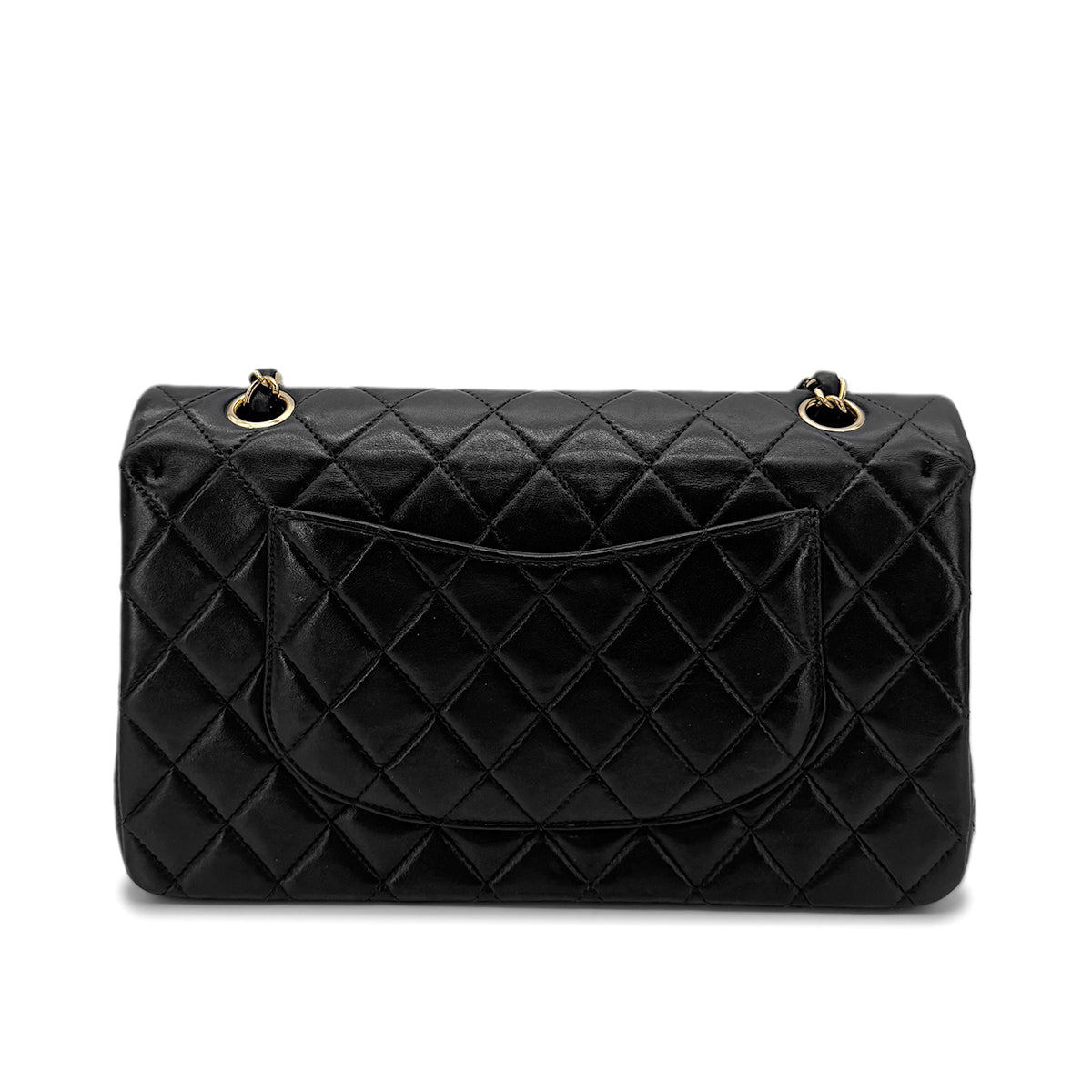 CHANEL VINTAGE CLASSIC FLAP MEDIUM CHAIN SHOULDER BAG BLACK LAMB SKIN 90221257
