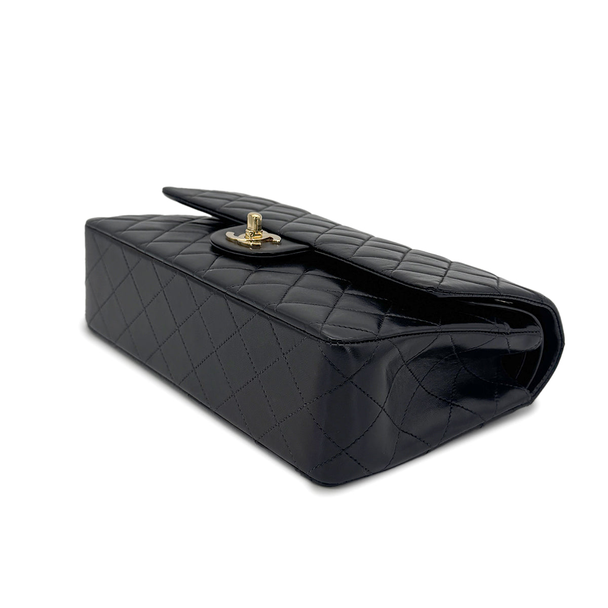 CHANEL VINTAGE CLASSIC FLAP MEDIUM CHAIN SHOULDER BAG BLACK LAMB SKIN 90221257