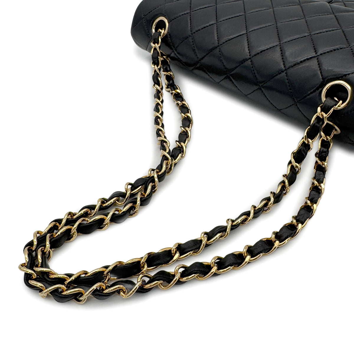 CHANEL VINTAGE CLASSIC FLAP MEDIUM CHAIN SHOULDER BAG BLACK LAMB SKIN 90221257