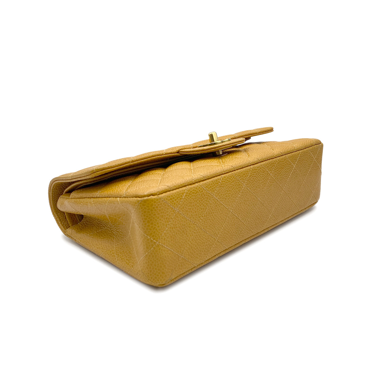 CHANEL VINTAGE CLASSIC FLAP SMALL CHAIN SHOULDER BAG YELLOW CAVIAR SKIN 90223186