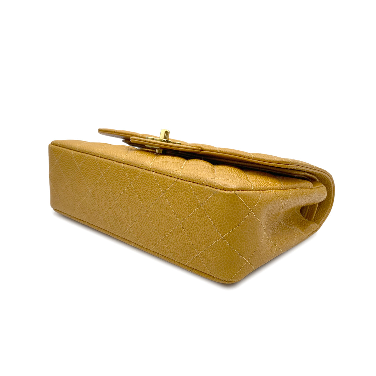 CHANEL VINTAGE CLASSIC FLAP SMALL CHAIN SHOULDER BAG YELLOW CAVIAR SKIN 90223186