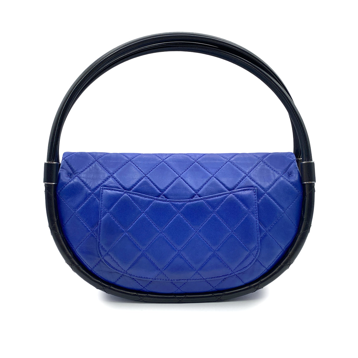 CHANEL HULA HOOP CROSS HAND BAG BLUE BLACK LAMB SKIN 90223218