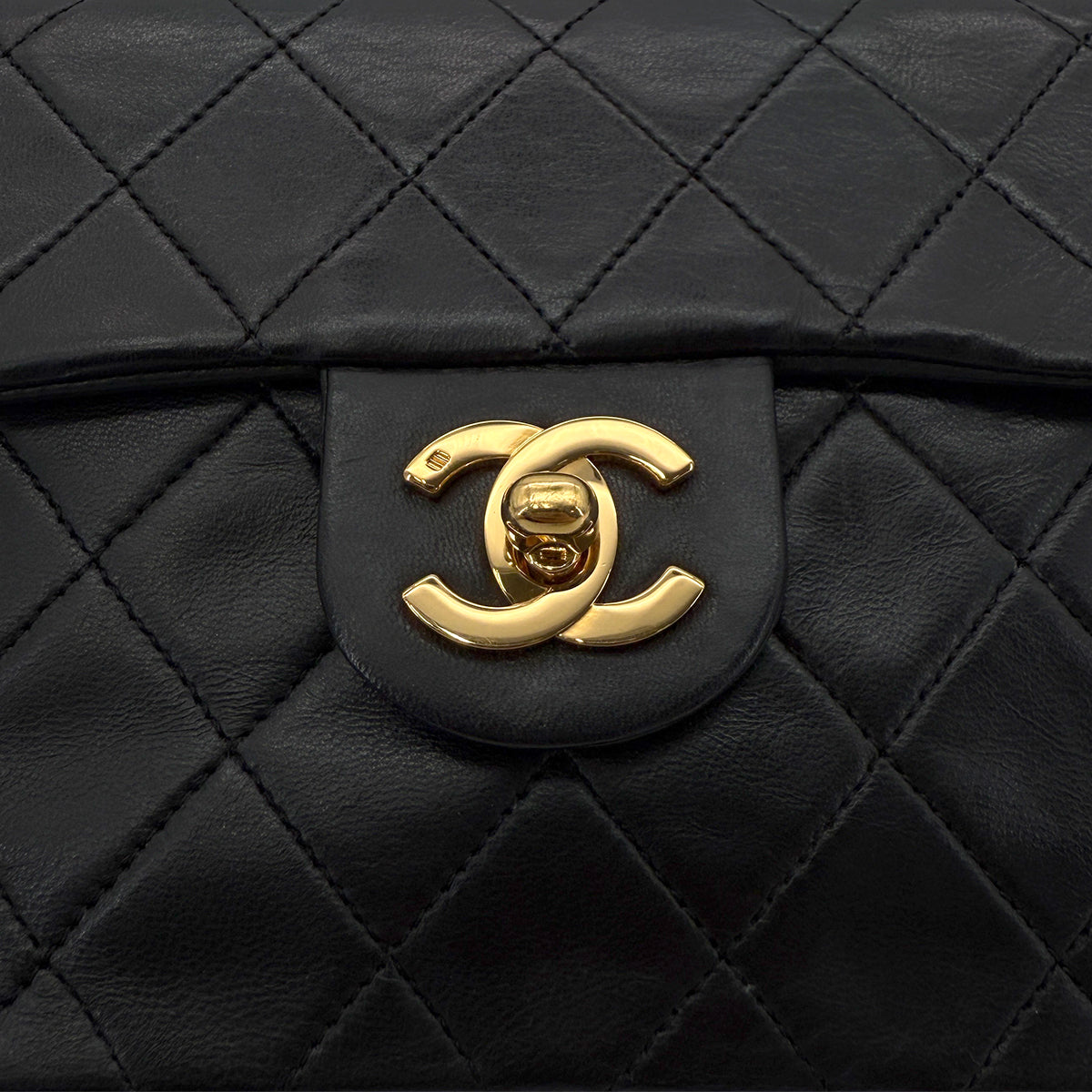 CHANEL VINTAGE MINI SQUARE 17 CHAIN SHOULDER BAG BLACK LAMB SKIN 90223260