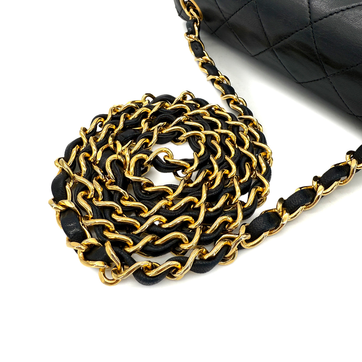 CHANEL VINTAGE MINI SQUARE 17 CHAIN SHOULDER BAG BLACK LAMB SKIN 90223260