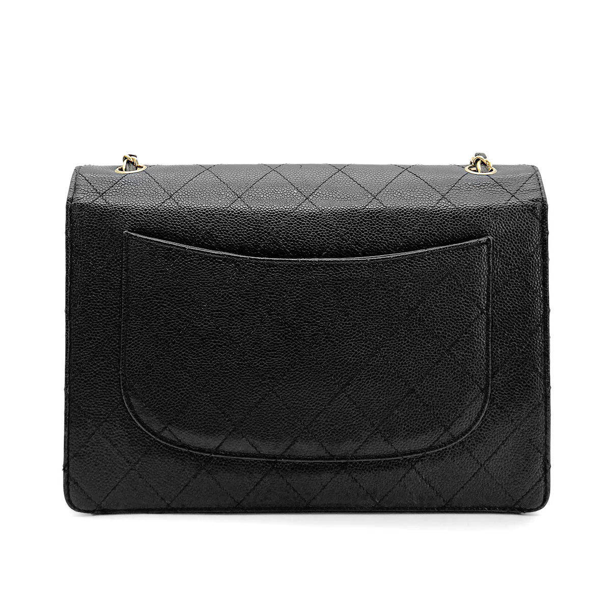 CHANEL VINTAGE CHAIN SHOULDER BAG BLACK CAVIAR SKIN 90223264