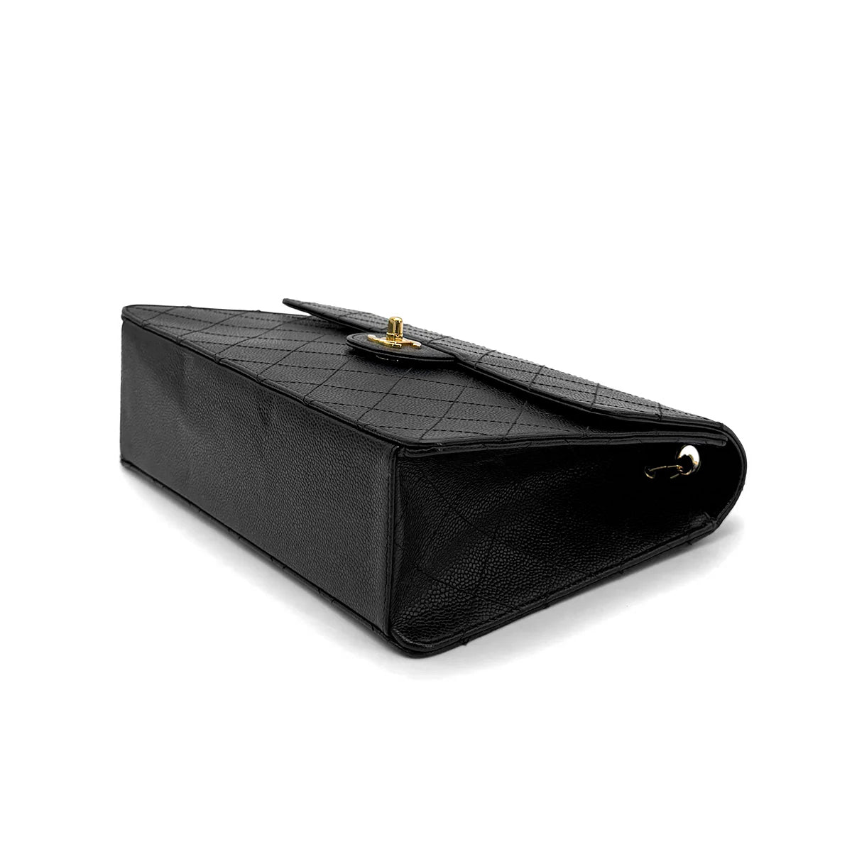 CHANEL VINTAGE CHAIN SHOULDER BAG BLACK CAVIAR SKIN 90223264