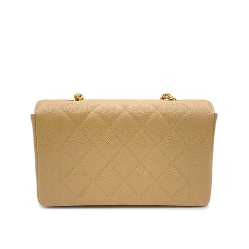 CHANEL VINTAGE DIANA SMALL CHAIN SHOULDER BAG BEIGE CAIVAR SKIN 90223306 - PURPOSE