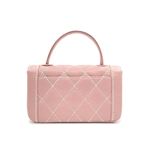 CHANEL VINTAGE WILDSTITCH HAND BAG PINK LAMB SKIN 90224533