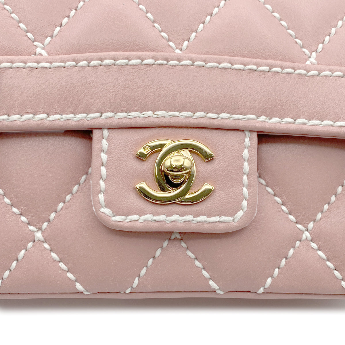 CHANEL VINTAGE WILDSTITCH HAND BAG PINK LAMB SKIN 90224533