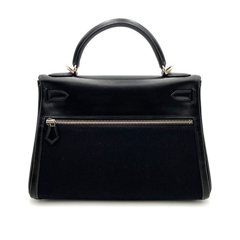 HERMES KELLY LAKIS 28 BLACK BOXCALF TOILE OFFICIER HAND SHOULDER BAG □J SHW 90224703 - PURPOSE