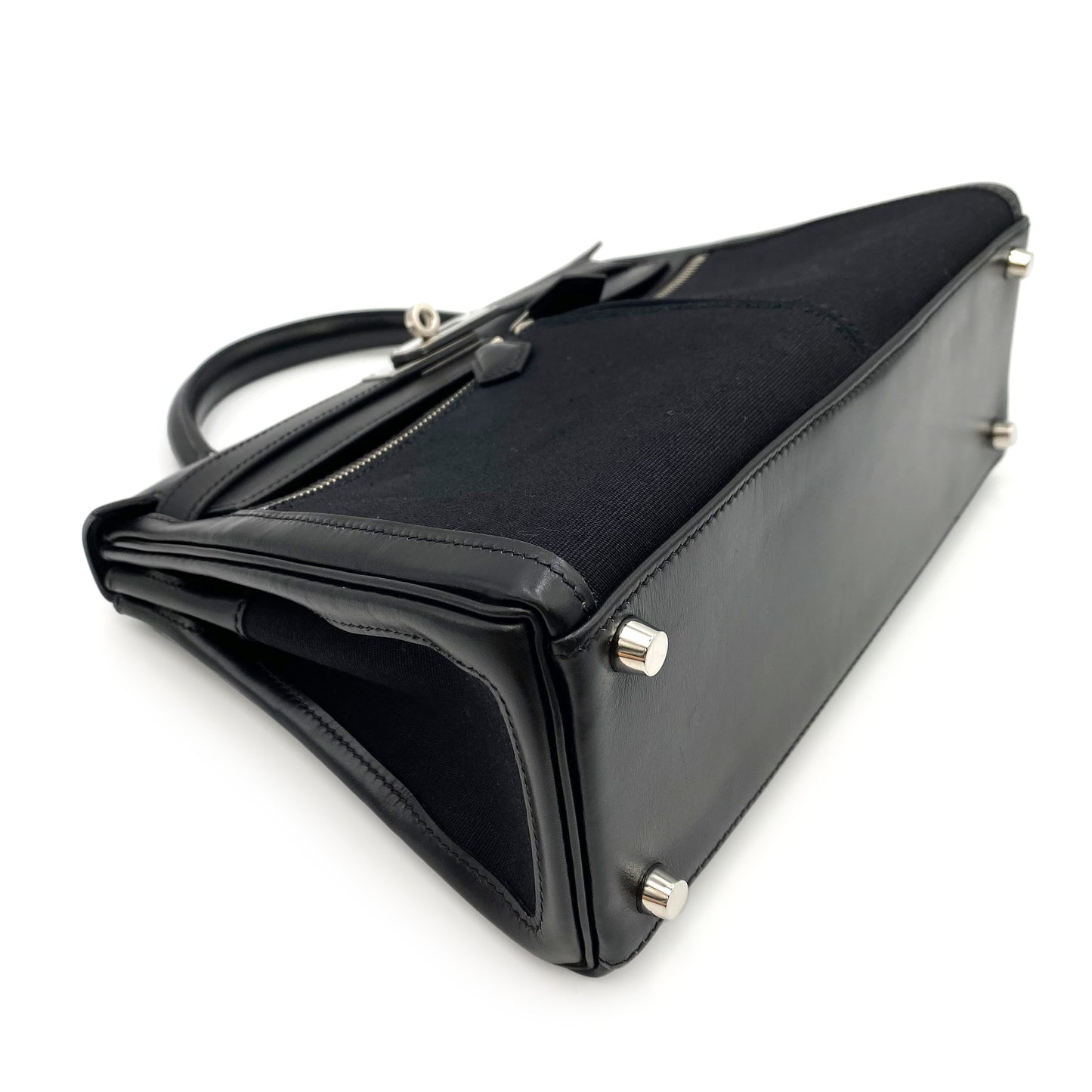 HERMES KELLY LAKIS 28 BLACK BOXCALF TOILE OFFICIER HAND SHOULDER BAG □J SHW 90224703
