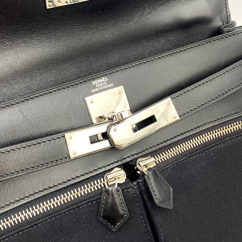 HERMES KELLY LAKIS 28 BLACK BOXCALF TOILE OFFICIER HAND SHOULDER BAG □J SHW 90224703 - PURPOSE