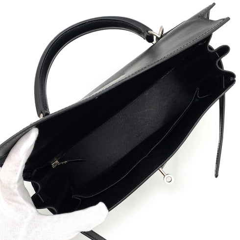 HERMES KELLY LAKIS 28 BLACK BOXCALF TOILE OFFICIER HAND SHOULDER BAG □J SHW 90224703 - PURPOSE