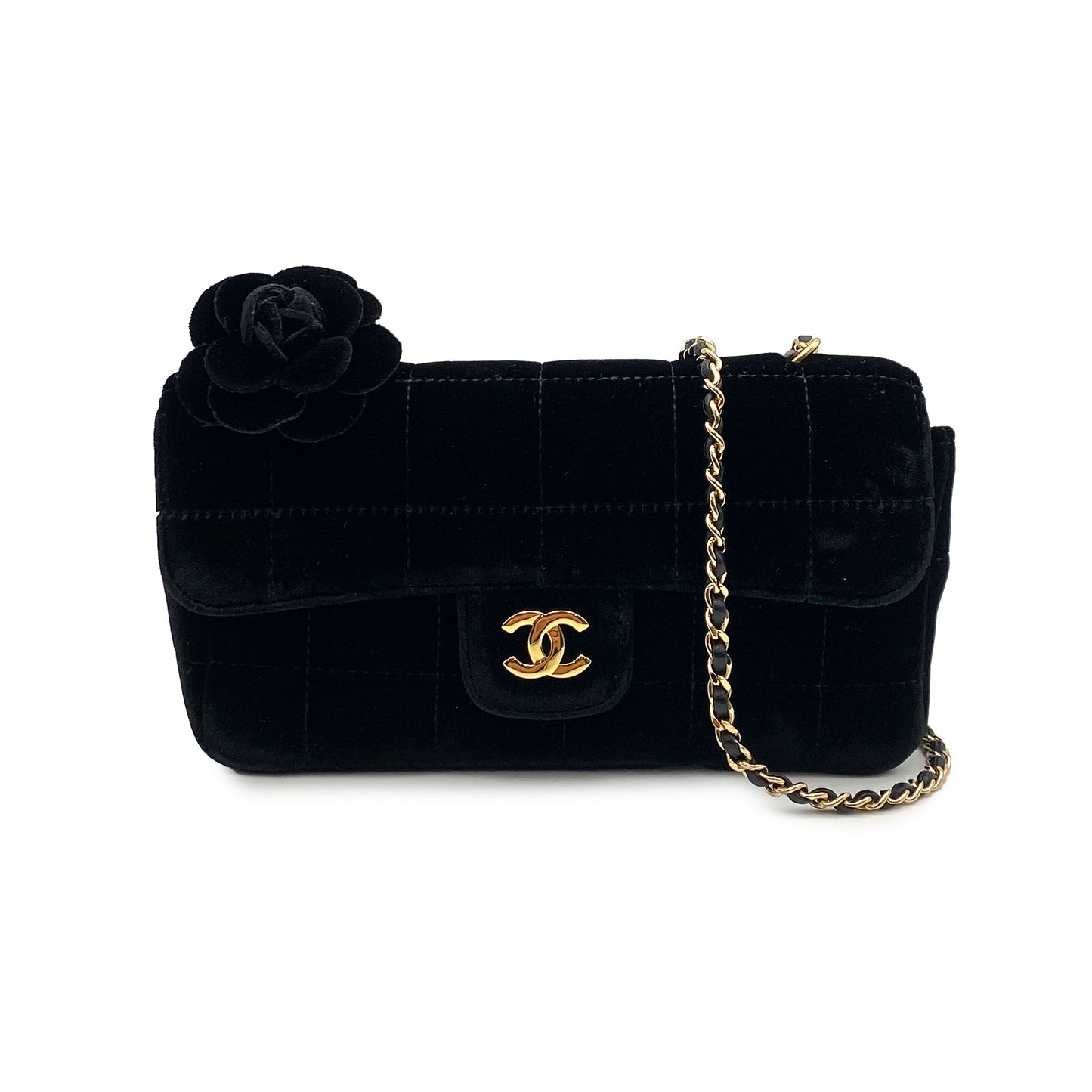 CHANEL VINTAGE MINI CHOCOLATE BAR BLACK VELOR 90225296