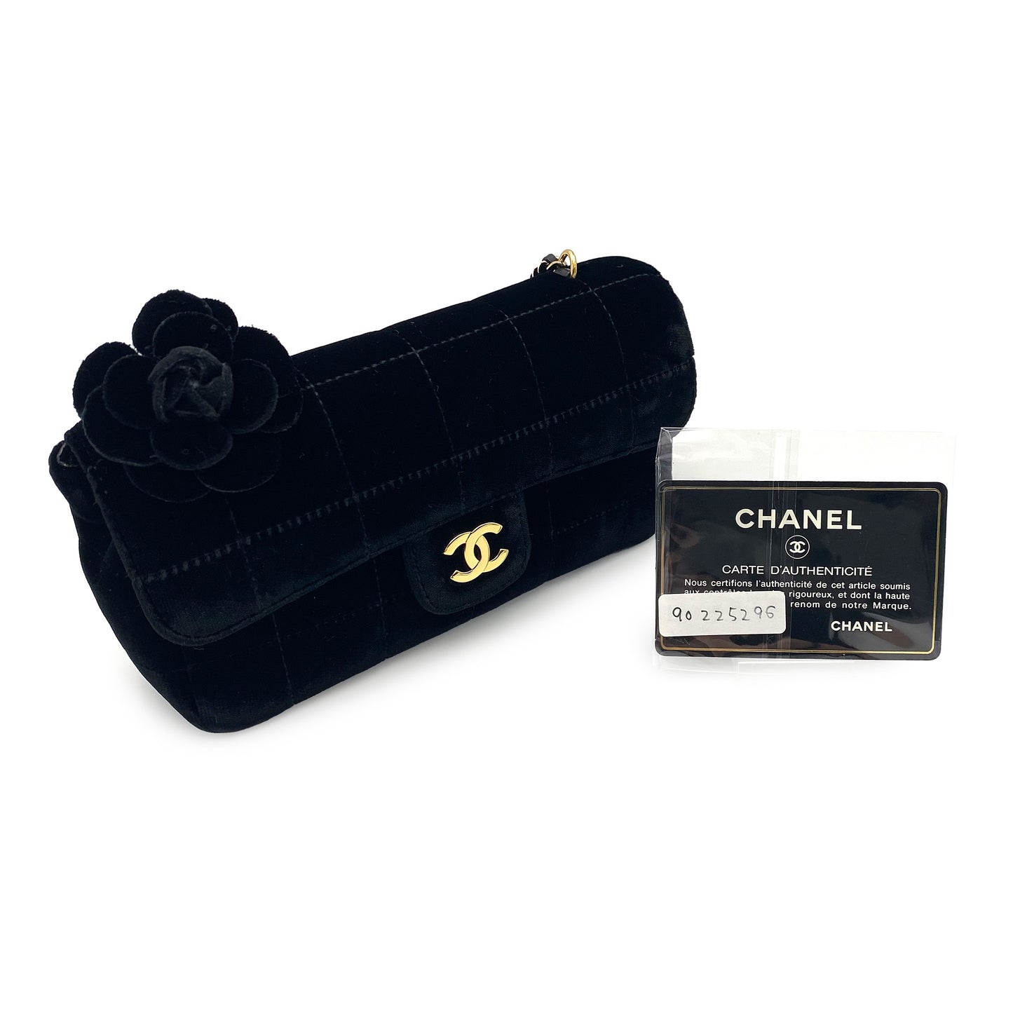 CHANEL VINTAGE MINI CHOCOLATE BAR BLACK VELOR 90225296