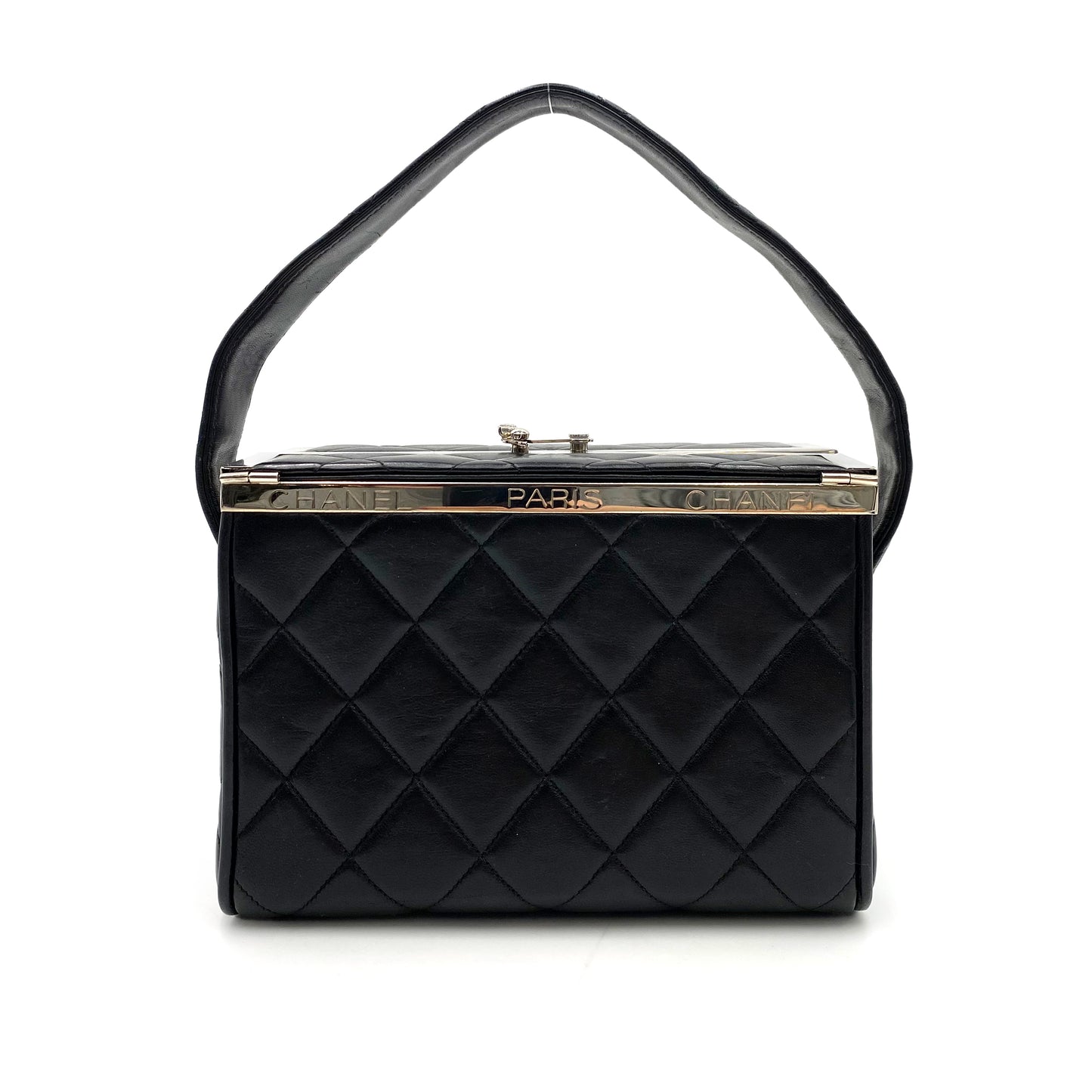 CHANEL VINTAGE HAND BAG BLACK LAMB SKIN 90228457