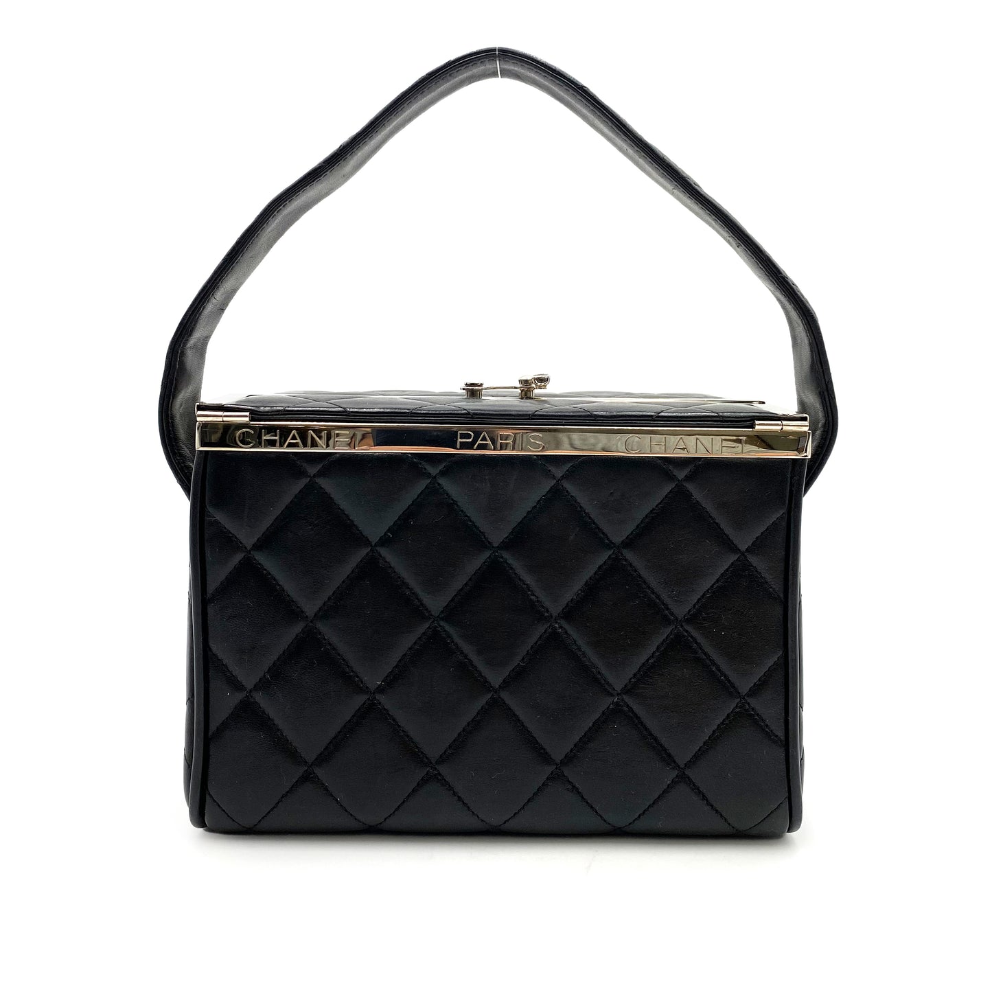 CHANEL VINTAGE HAND BAG BLACK LAMB SKIN 90228457