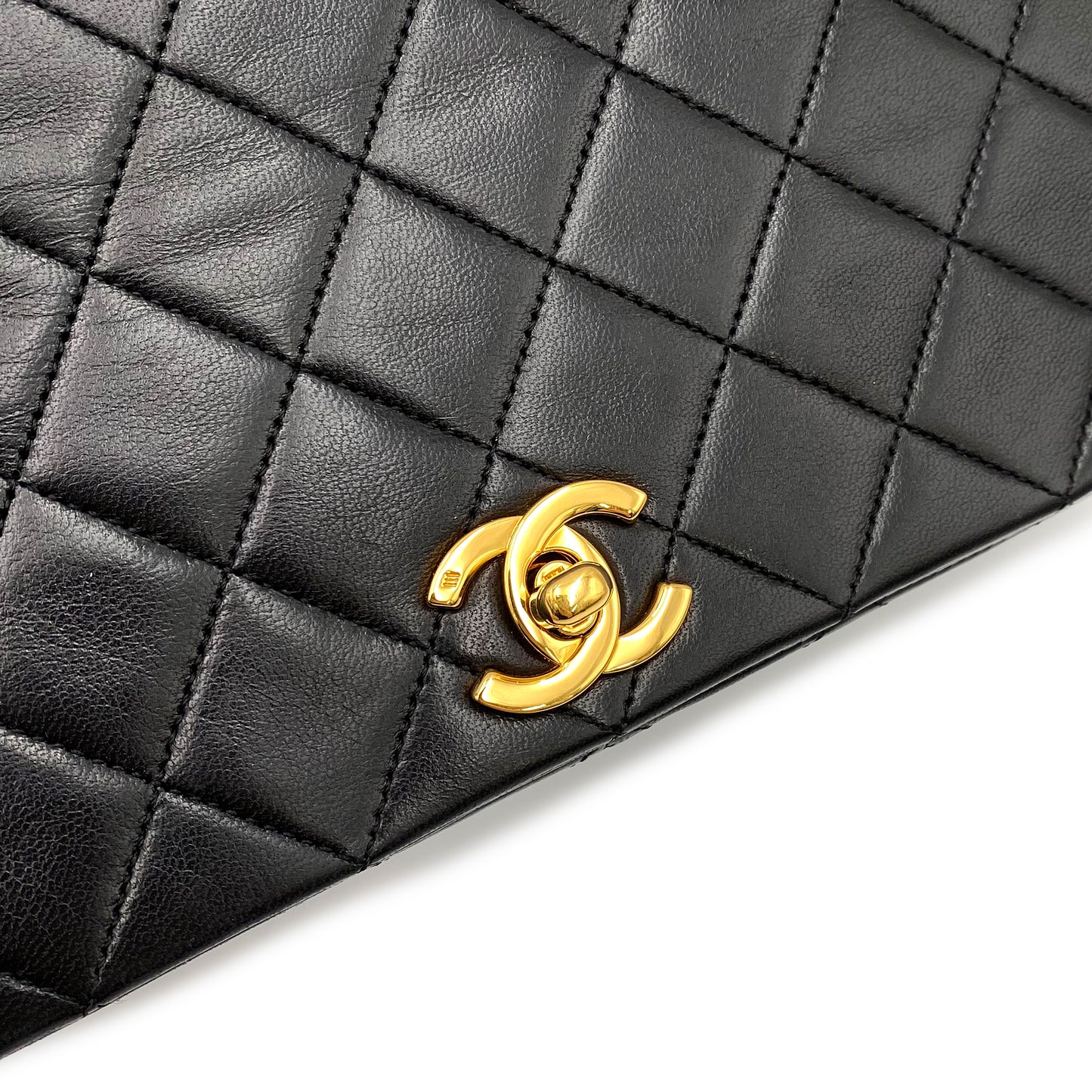 CHANEL VINTAGE FULL FLAP CHAIN SHOULDER BAG BLACK LAMB SKIN 90225670