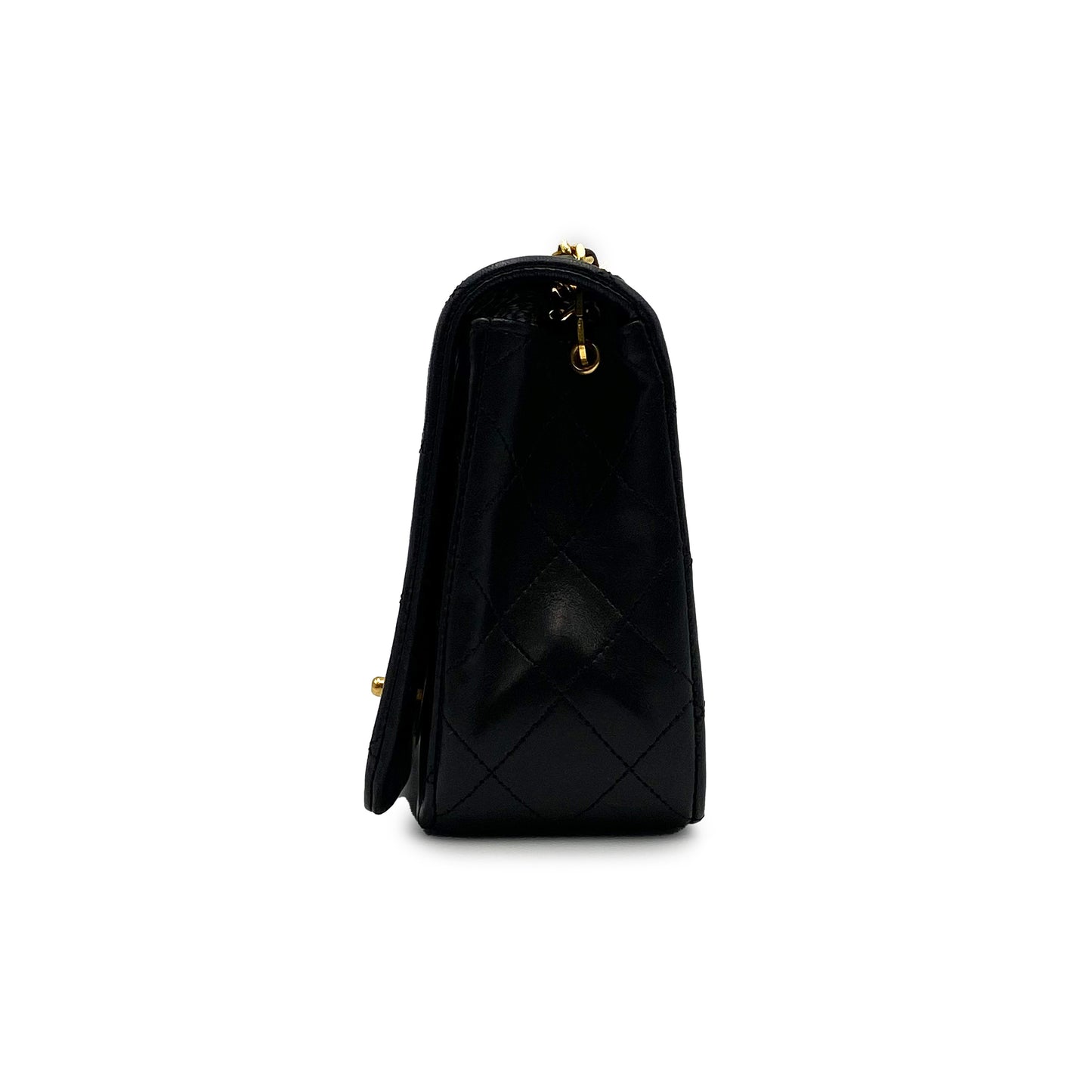 CHANEL VINTAGE FULL FLAP CHAIN SHOULDER BAG BLACK LAMB SKIN 90225670