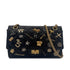 CHANEL 2.55 EMBROIDERY CHAIN SHOULDER BAG ICON BLACK CALF SKIN 90226493