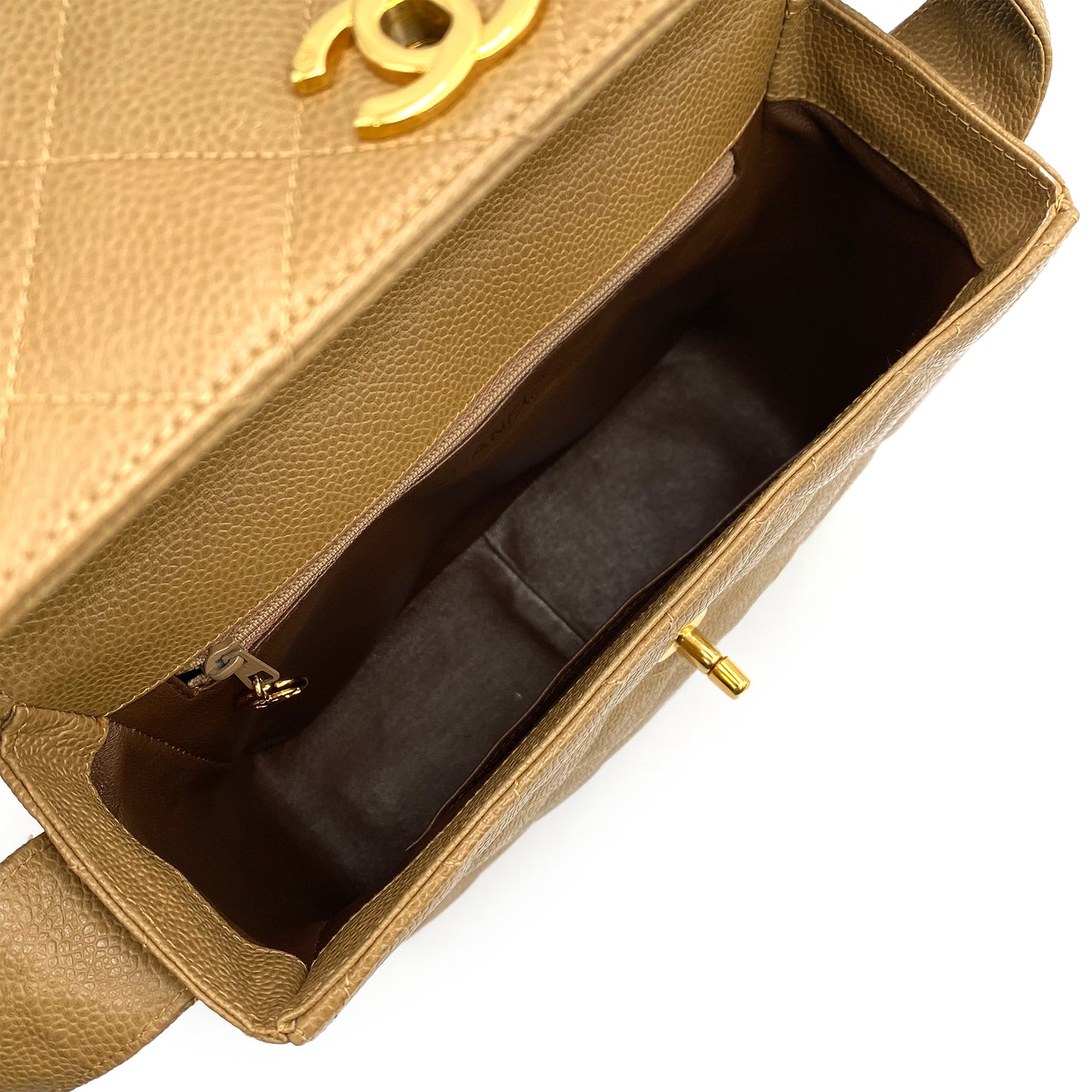 CHANEL VINTAGE SHOULDER BAG BEIGE CAVIAR SKIN 90227121
