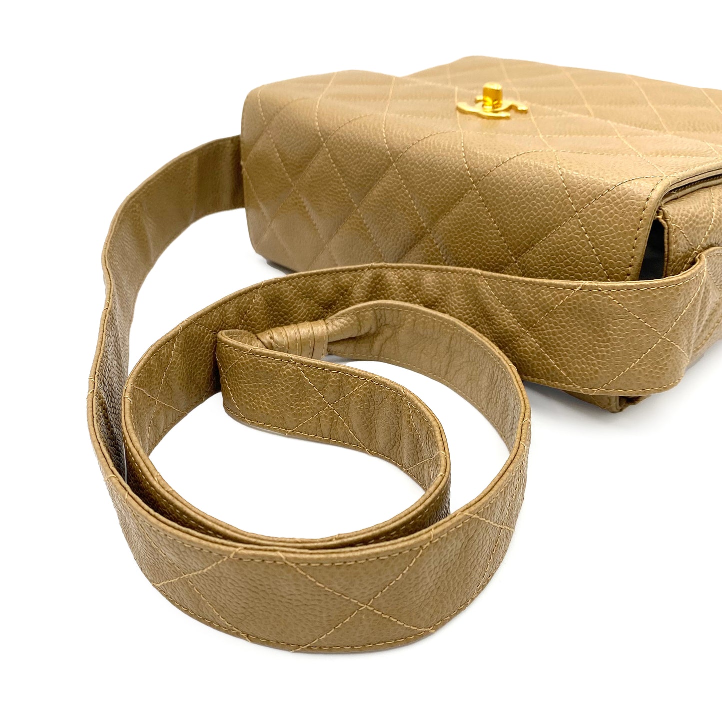 CHANEL VINTAGE SHOULDER BAG BEIGE CAVIAR SKIN 90227121