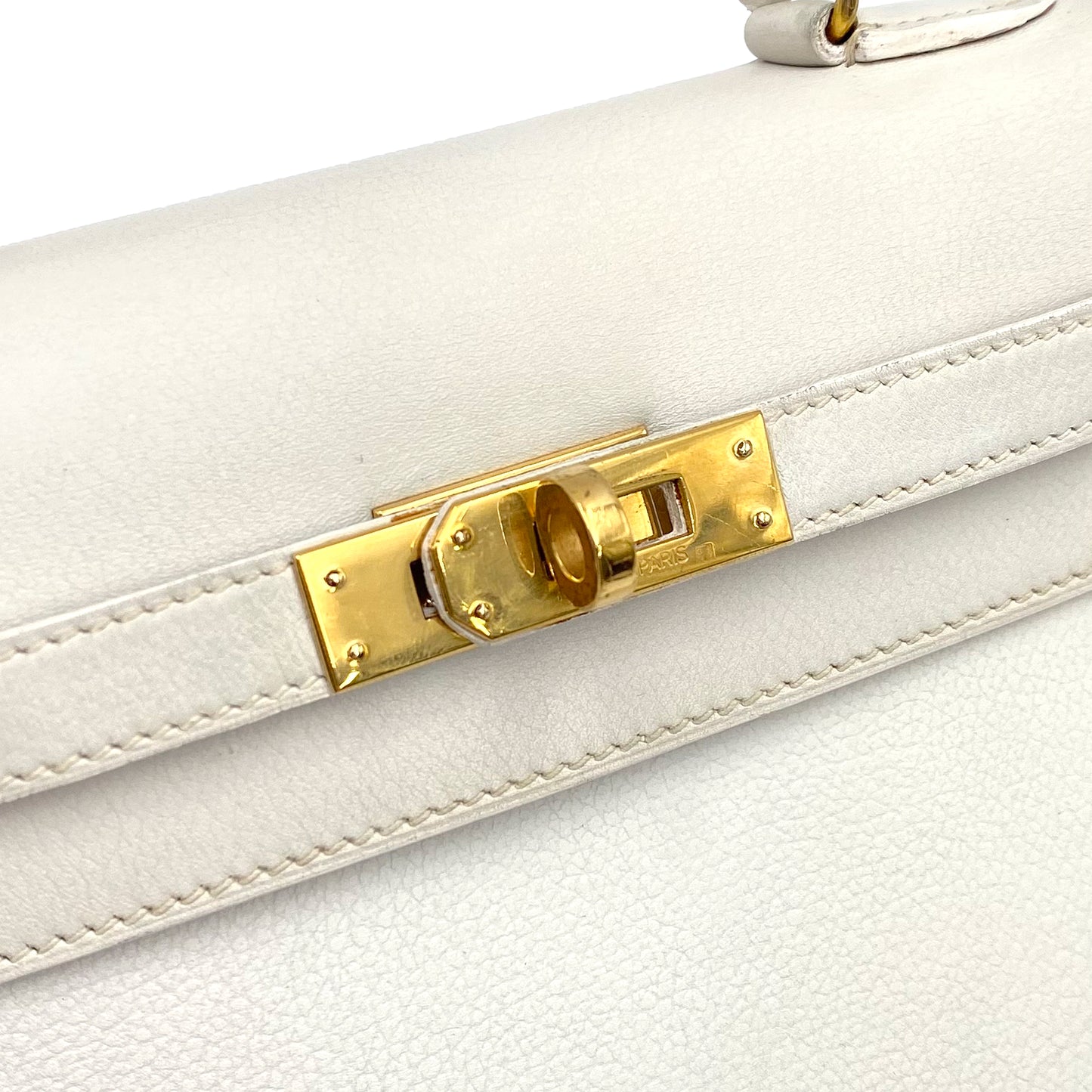 HERMES MINI KELLY 20 WHITE GRAINE HAND SHOULDER BAG 〇O 90227517