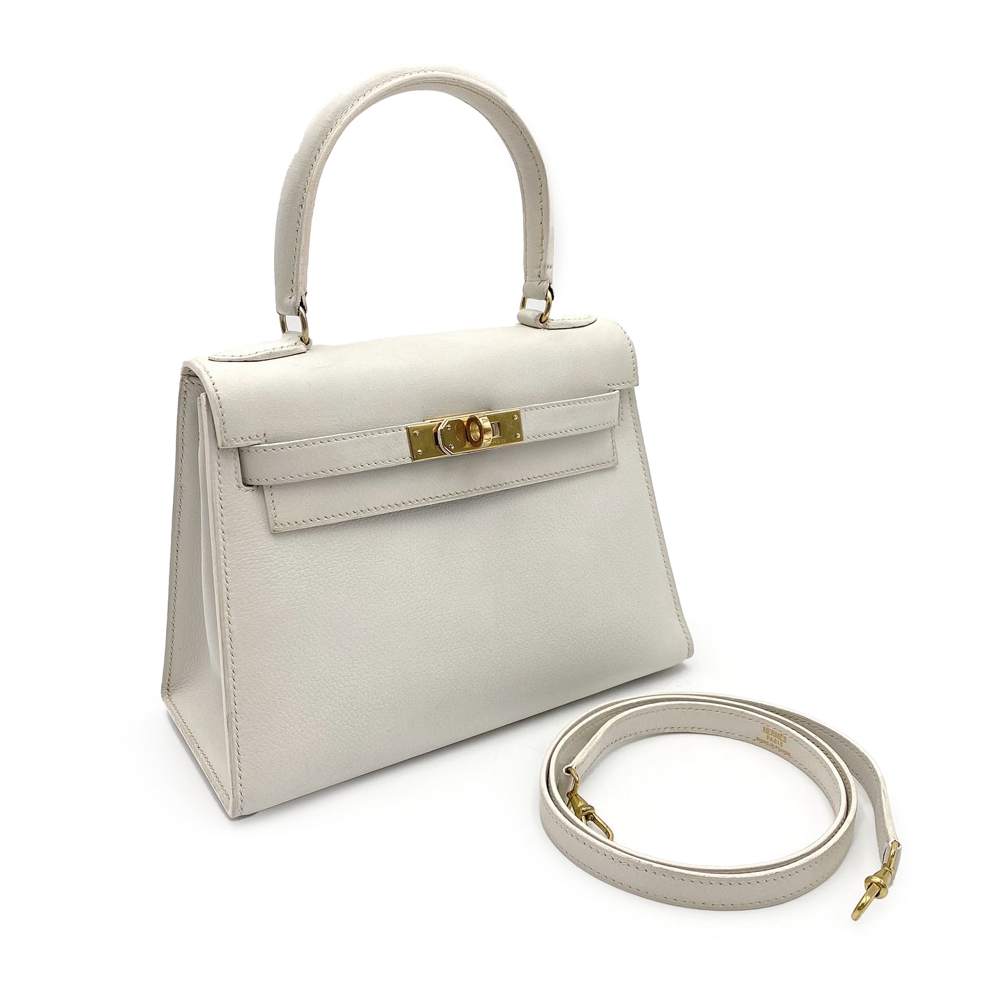 HERMES MINI KELLY 20 WHITE GRAINE HAND SHOULDER BAG 〇O 90227517