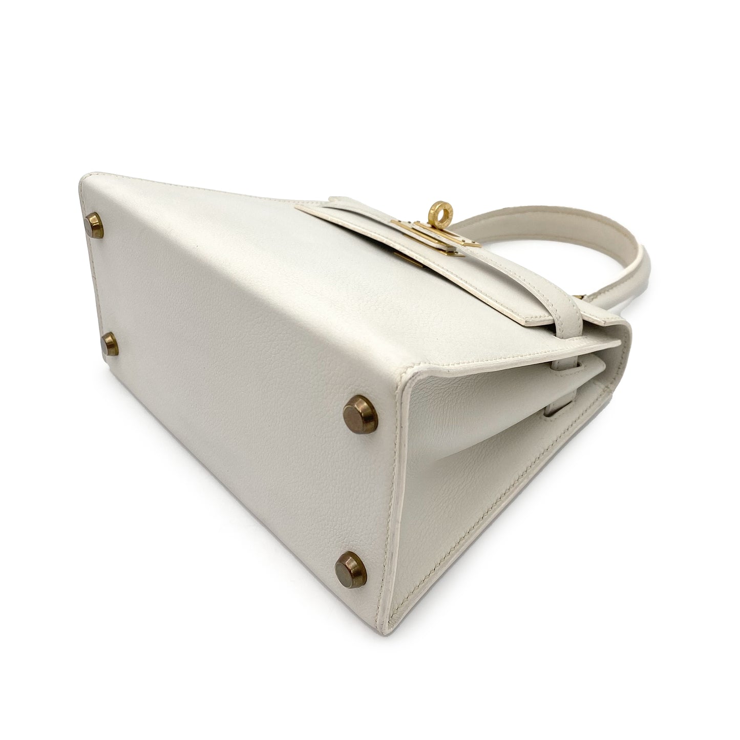 HERMES MINI KELLY 20 WHITE GRAINE HAND SHOULDER BAG 〇O 90227517
