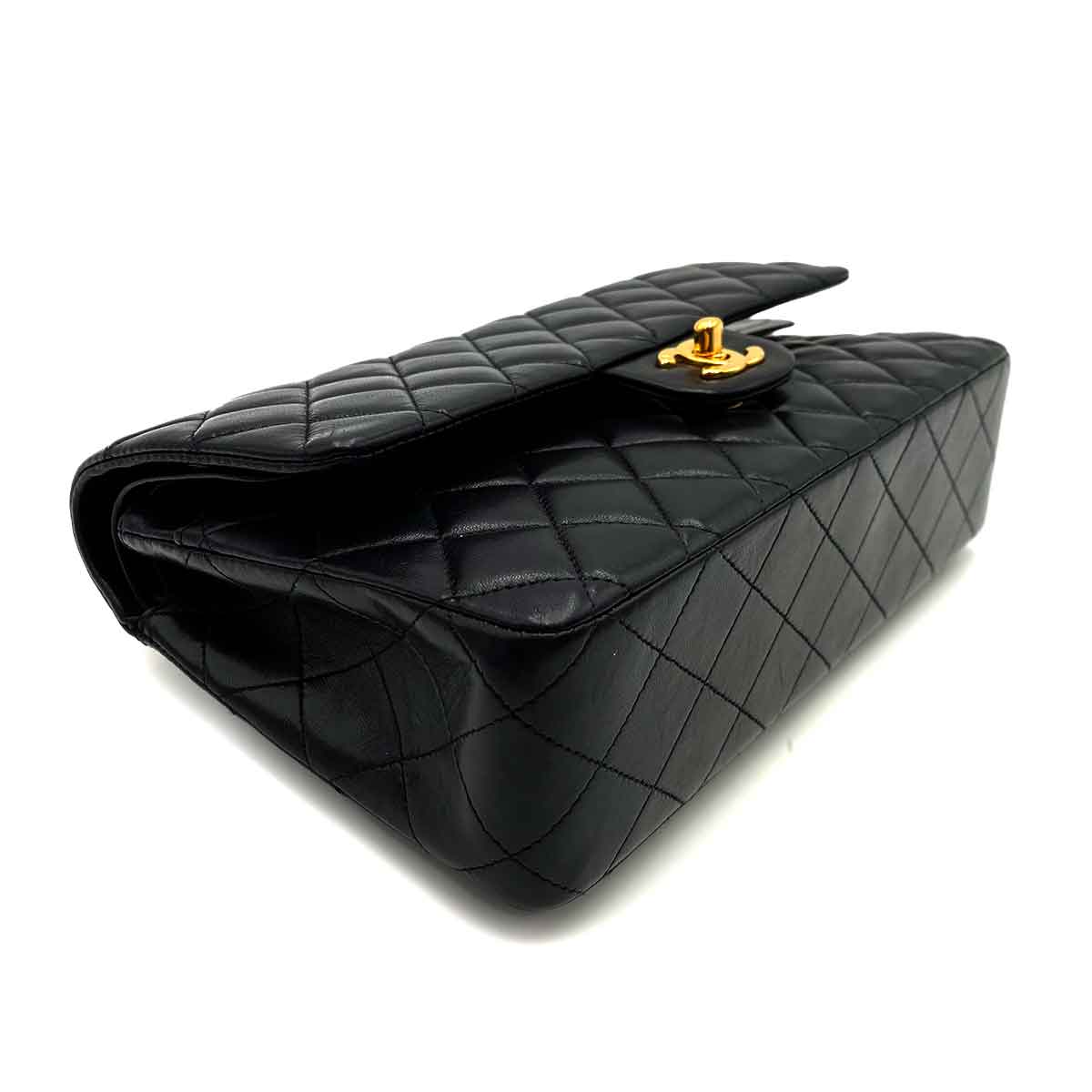CHANEL VINTAGE CLASSIC FLAP MEDIUM CHAIN SHOULDER BAG BLACK LAMB SKIN 90227586